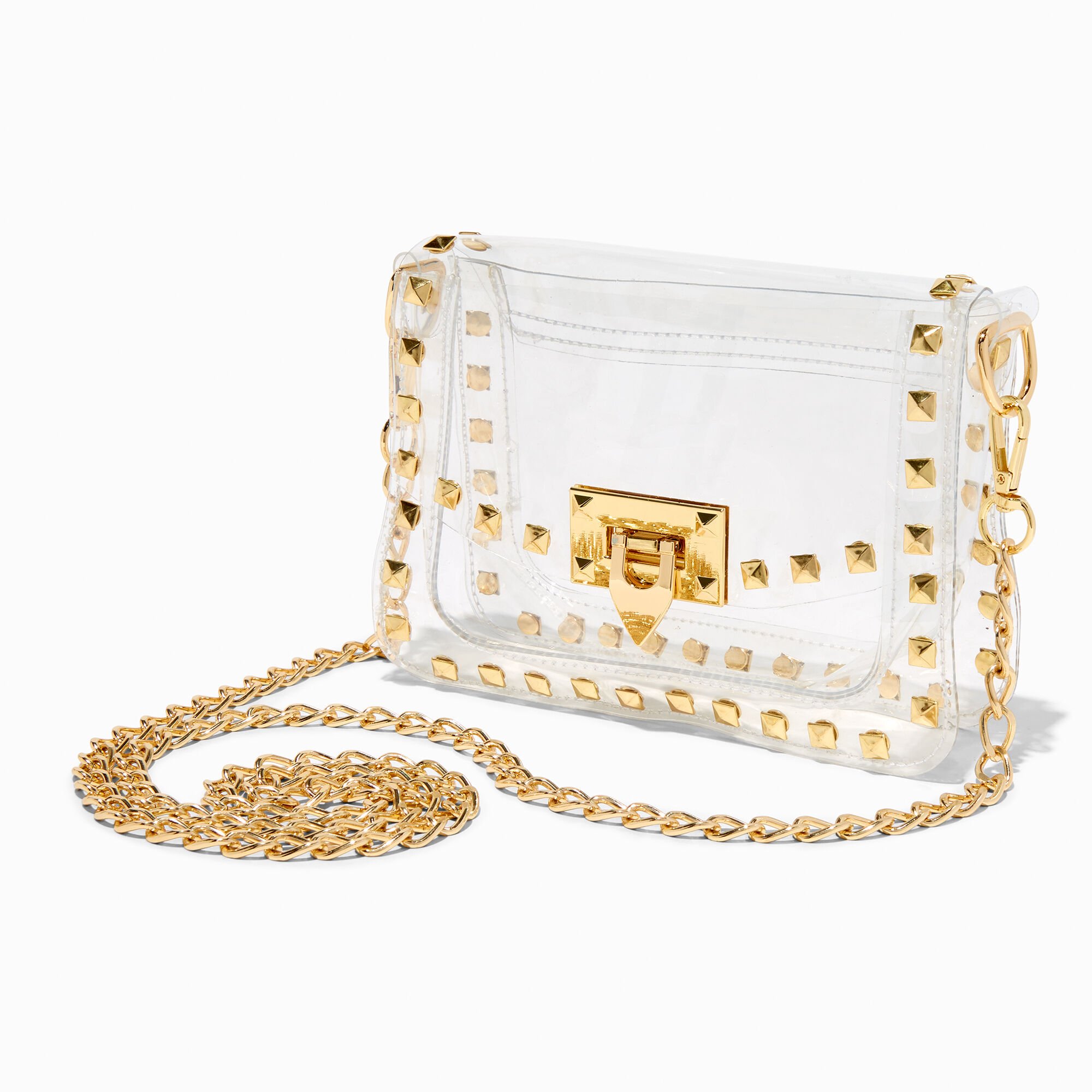 Clear bag deals with gold chain