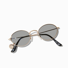 Happy Face Charm Gold Rim Sunglasses,