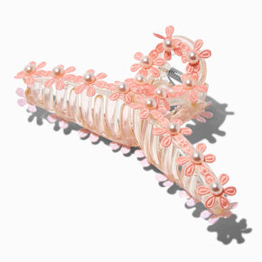 Blush Pink Flower &amp; Pearl Hair Claw,