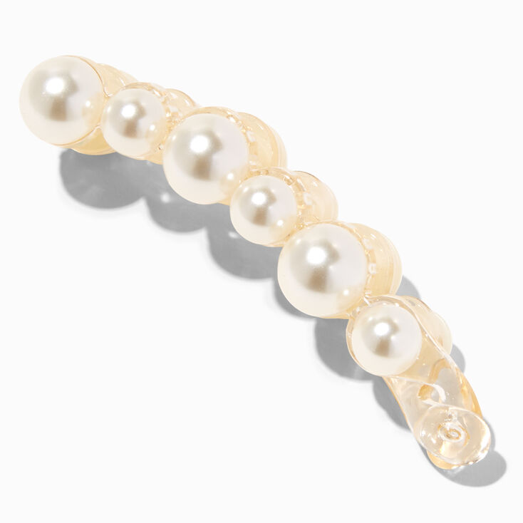 Clear Pearl Skinny Banana Hair Claw,