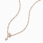Gold Pearl Toggle Pendant Necklace,