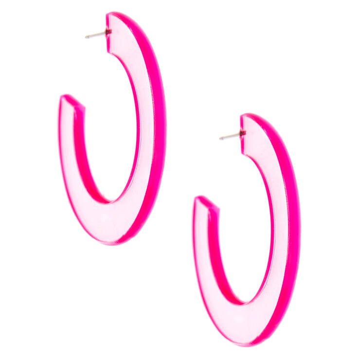 40MM Clear Hoop Earrings - Pink,