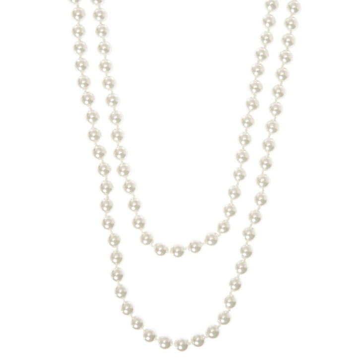 60" White Pearl Necklace,