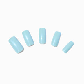 Glazed Blue Long Square Vegan Faux Nail Set - 24 Pack,