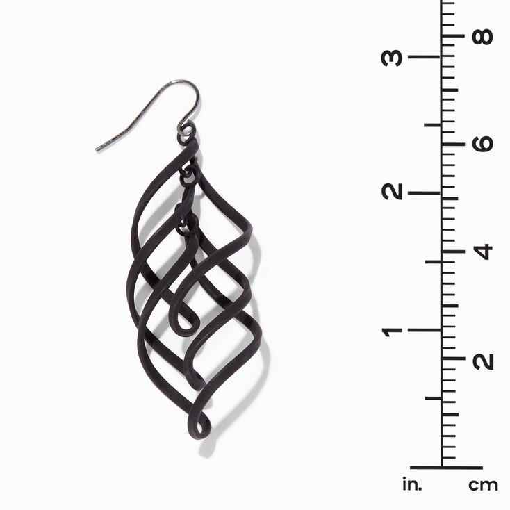 Black Spiral Drop Earrings,
