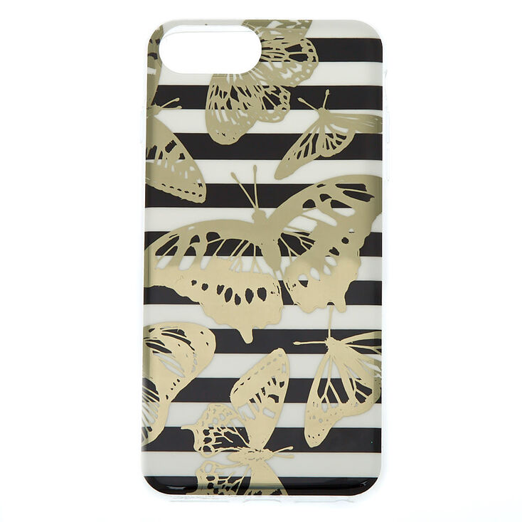 Striped Metallic Butterfly Phone Case - Fits iPhone 6/7/8 Plus,