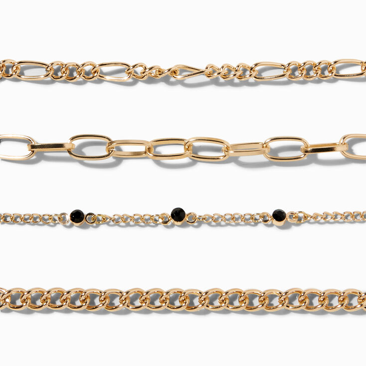 Gold Geometric Chain Bracelets - 4 Pack,