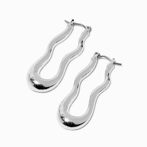 Silver-tone Squiggle Hoop Earrings ,