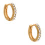 Gold 10MM Embellished Huggie Hoop Earrings,