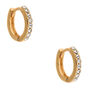 Gold 10MM Embellished Huggie Hoop Earrings,