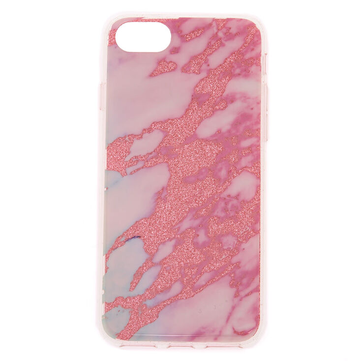 Pink Marble Glitter Phone Case - Fits iPhone 6/7/8 Plus,