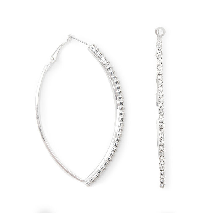 70MM Rhinestone Oval Hoop Earrings,
