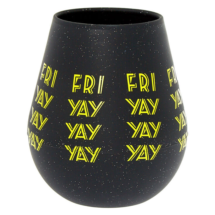Silicone Fri Yay Wine Glass - Black,