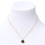 Black Round Initial Pendant Necklace - E,