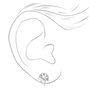 Silver Round Cubic Zirconia Clip On Stud Earrings - 8MM,