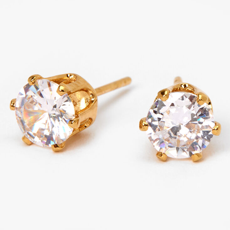 18kt Gold Plated Cubic Zirconia Cupcake Stud Earrings - 6MM,