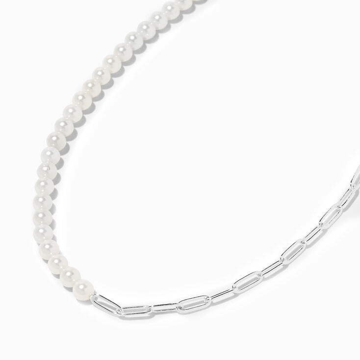 Icing Select Sterling Silver Paperclip &amp; Pearl Necklace,