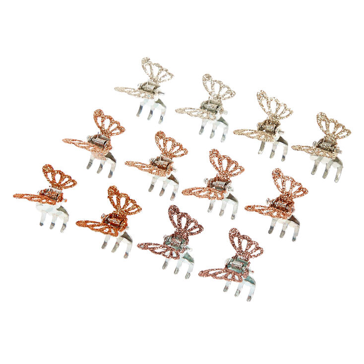 Glitter Butterfly Mini Hair Claws - 12 Pack,