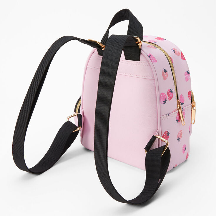 Bags, Pink Fake Leather Mini Backpack With Gold Zippers And Details