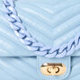 Light Blue Quilted Chainlink Crossbody Bag,