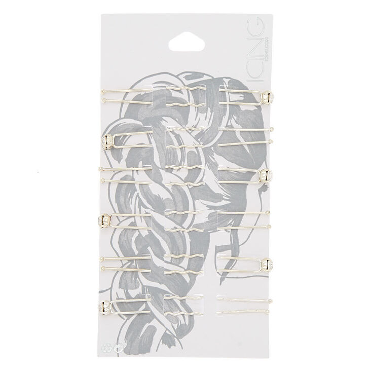 Silver Rhinestone Hair Pins - 6 Pack,