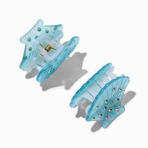 Iridescent Blue Seashell Hair Claws - 2 Pack,