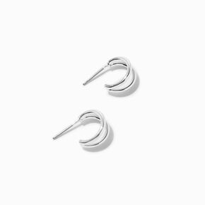 Icing Select Sterling Silver Plated 10MM Double Hoop Earrings,