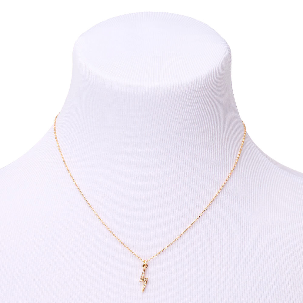 Gold lightning bolt pendant sales