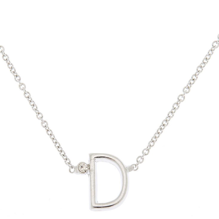 Silver Initial Necklace - D,