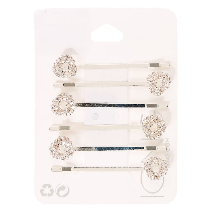 Silver Crystal Knot Bobby Pins,