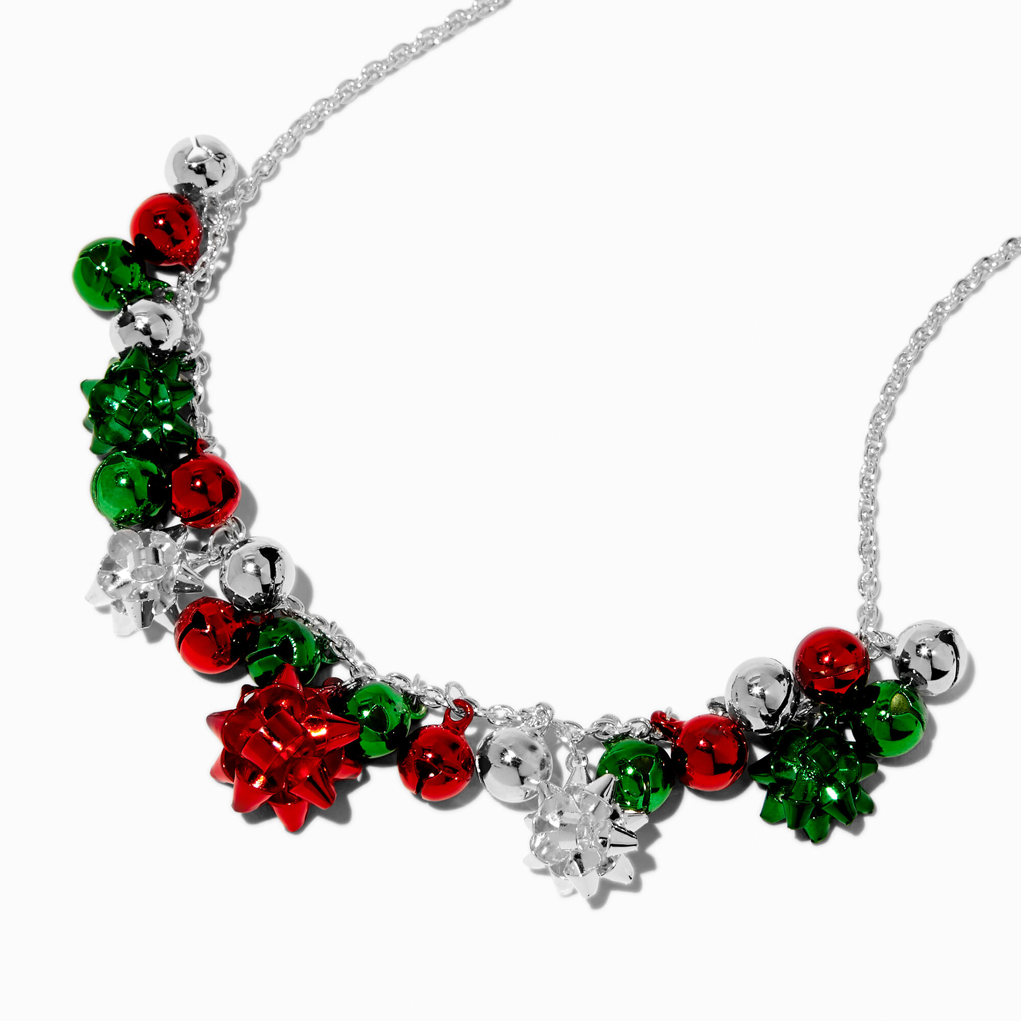 Christmas Bows Bell Pendant Necklace