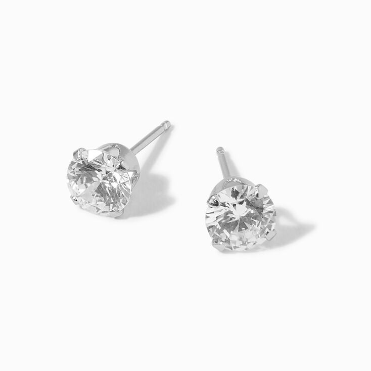 Icing Select Sterling Silver Platinum Round Cubic Zirconia Stud Earrings,