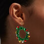 Christmas Silver 1&#39;&#39; Tinsel Wreath Hoop Earrings,
