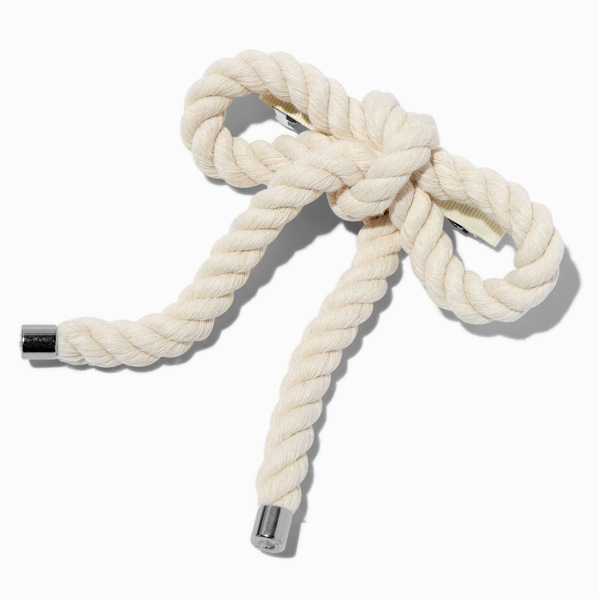 White Rope Bow Barrette Hair Clip Icing US