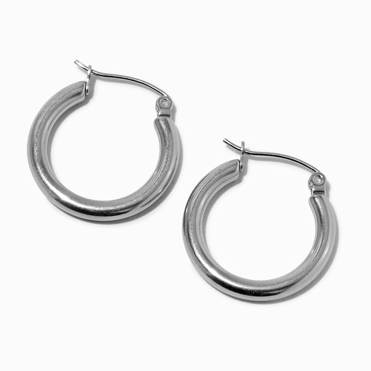 Silver-tone Stainless Steel 3MM Huggie Hoop Earrings,