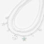 Silver Seashell Multi Strand Choker Necklaces - 2 Pack,