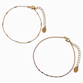 Purple Ombre Ball Chain Anklets - 2 Pack,