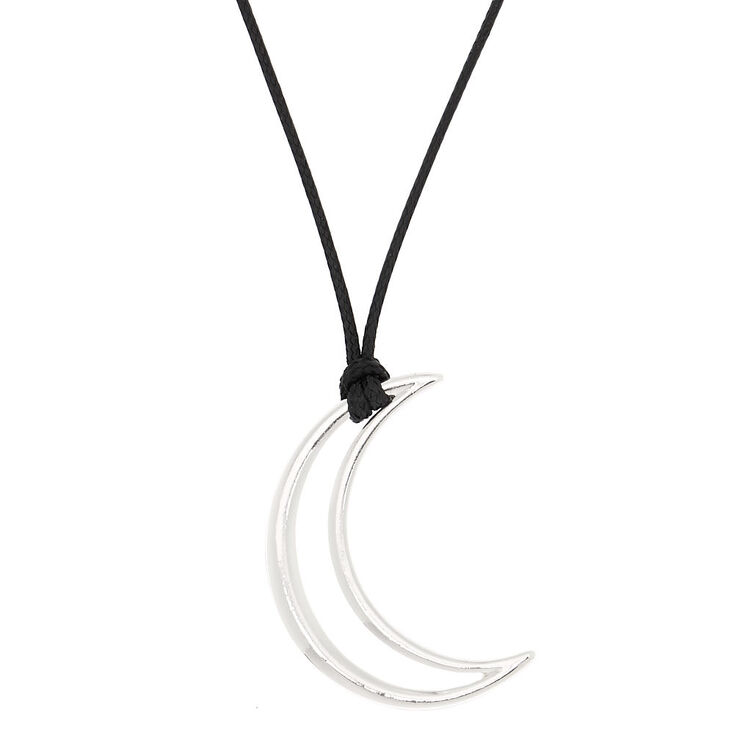 Silver Moon Long Pendant Necklace,