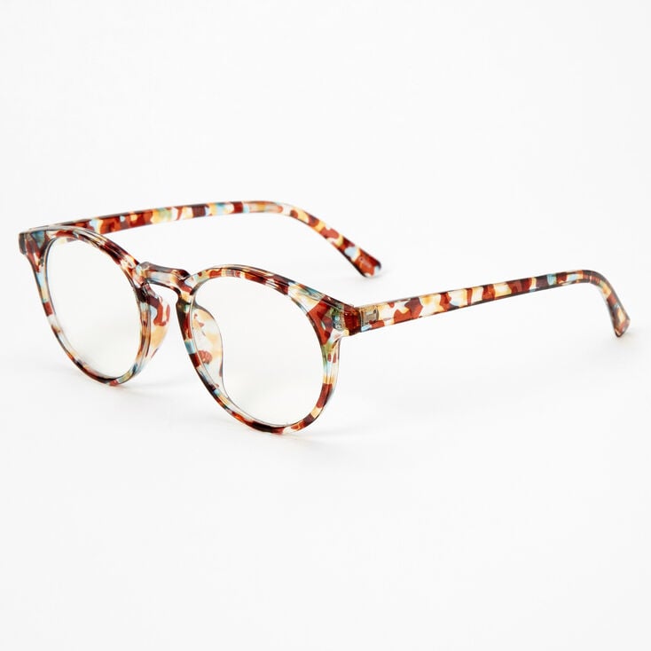 Translucent Tortoiseshell Round Clear Lens Frames,