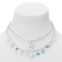 Silver Natural Stones &amp; Coins Multi Strand Necklace,