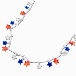 Red, White, &amp; Blue Stars Light Up Necklace,