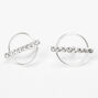 Sterling Silver Geometric Crystal Circle Earrings,