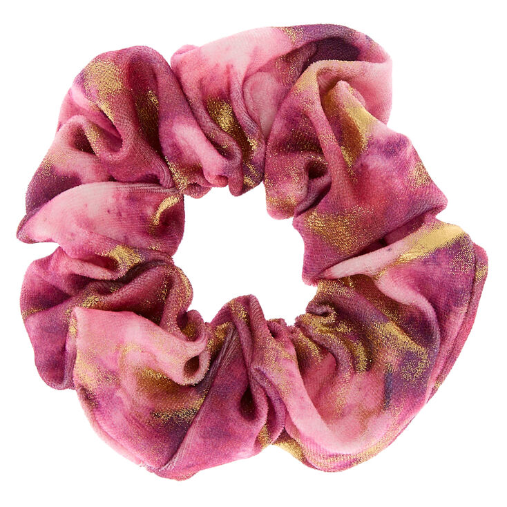 Gold Marble Velvet Hair Scrunchie - Pink,