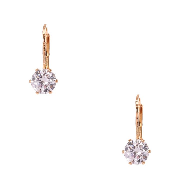 Cubic Zirconia Gold Tone Mini Hoop Earrings,
