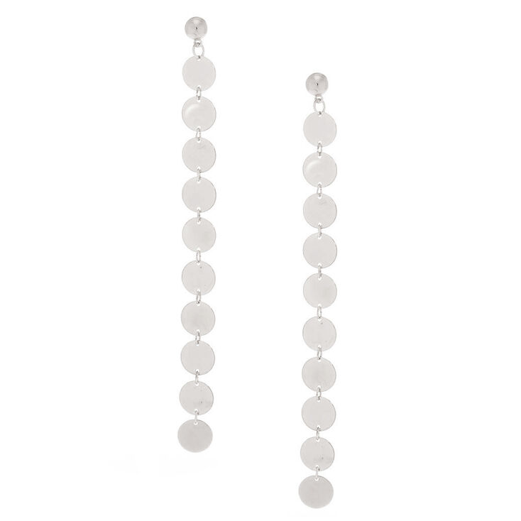 Silver 5" Disk Drop Earrings,