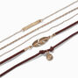 Rose Gold Feather Bracelet Set - 5 Pack,