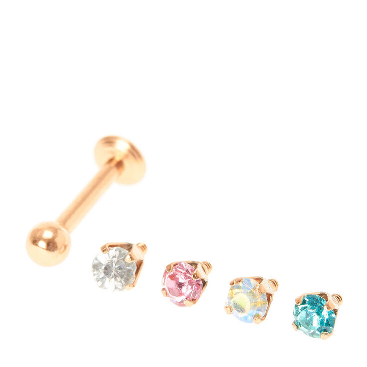 16G Rose Gold Tragus Stud with Multi Tops,