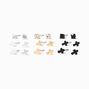 Mixed Metal Cross Stud Earrings - 9 Pack,