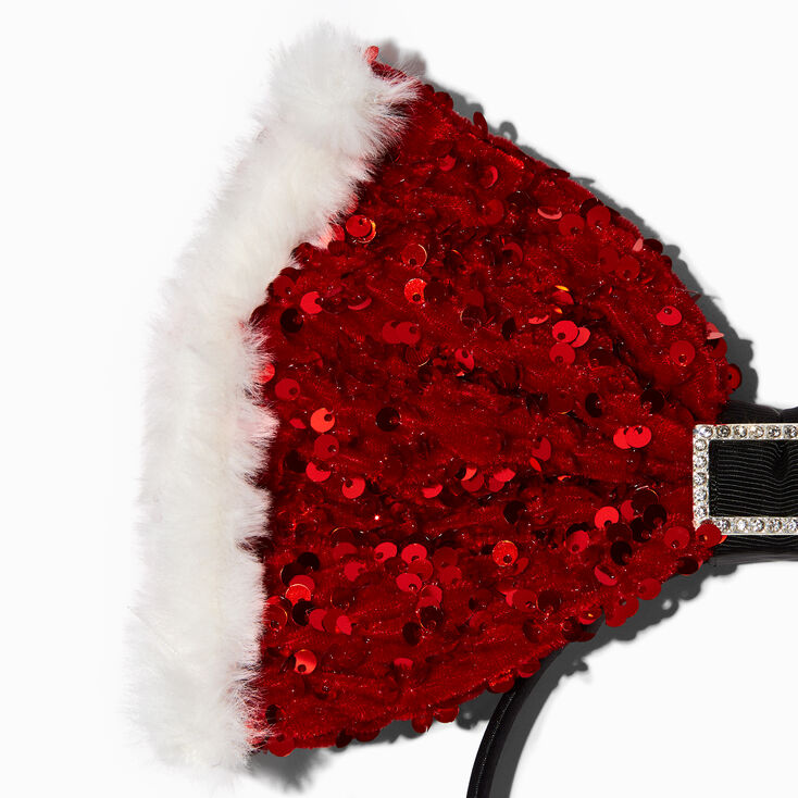 Santa&#39;s Suit Sequin Bow Headband,