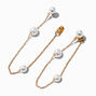 Gold 2&quot; Pearl Front &amp; Back Drop Earrings,